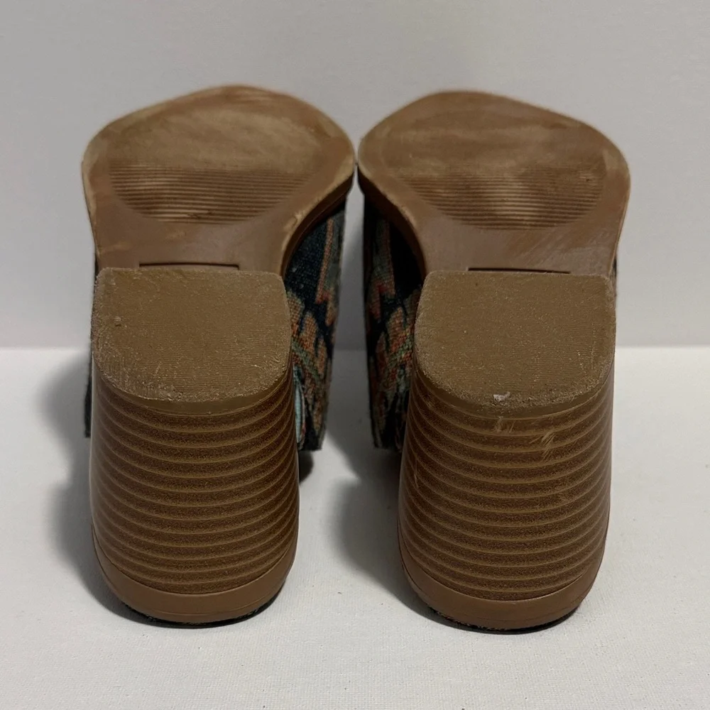 Wonderly Green and Brown Patterned Women's Mules - Picture 6 of 13